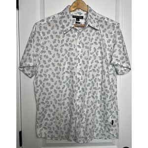 Michael Kors Slim Fit Men's Large Short Sleeves Button Up Shirt Blue